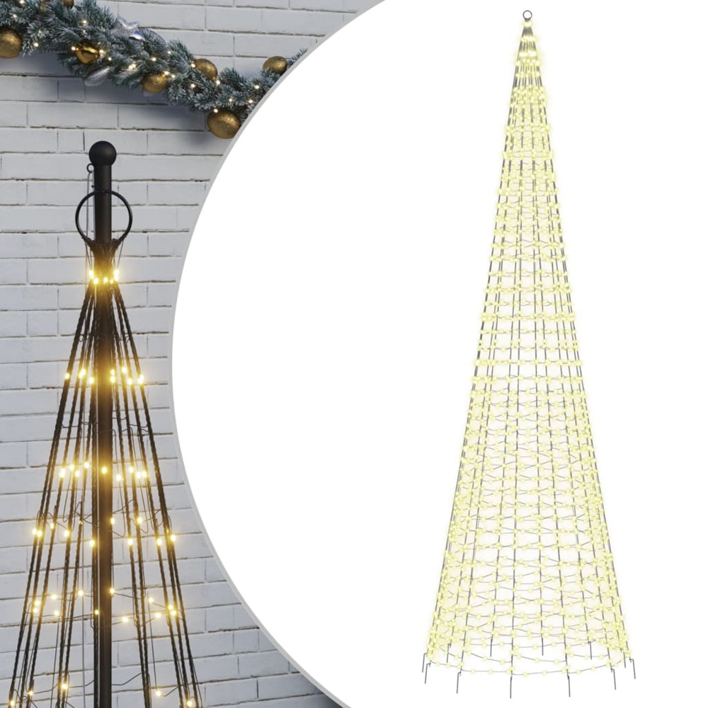 Sapin de noël à led sur mât de drapeau 1534 led blanc 500 cm