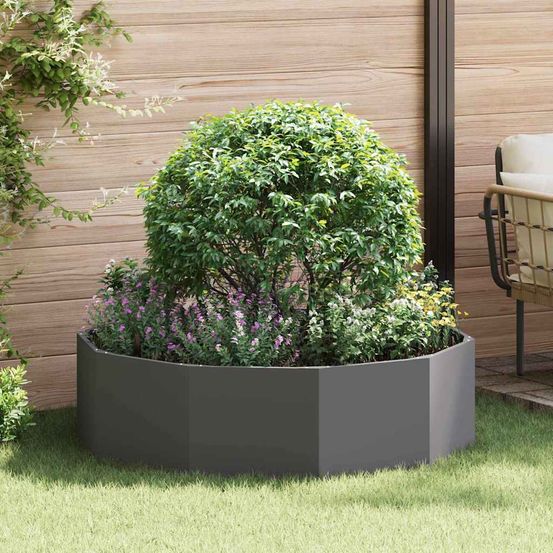 Jardinière ronde acier pour jardin et terrasse grand format noir 120x120 cm