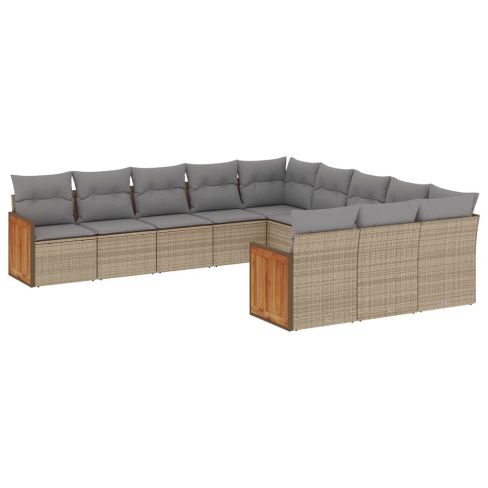 Salon de jardin 11 pcs avec coussins beige résine tressée