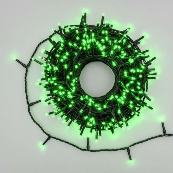 Guirlande lumineuse verte 25 mètres 360 mini led 8 jeux de lumière câble vert foncé lotti
