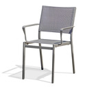 Stockholm - fauteuil de jardin empilable en aluminium et toile plastifiée grise