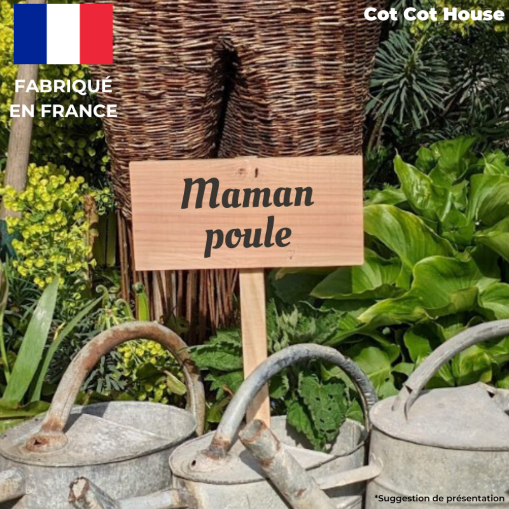 Pancarte en bois gravée extérieur déco - 17 - « maman poule »
