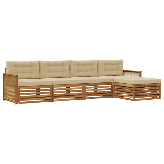 Ensemble de canapés d'extérieur 5 pcs naturel et beige