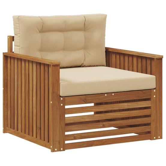 Canapé d’extérieur bois d'acacia massif et polyester