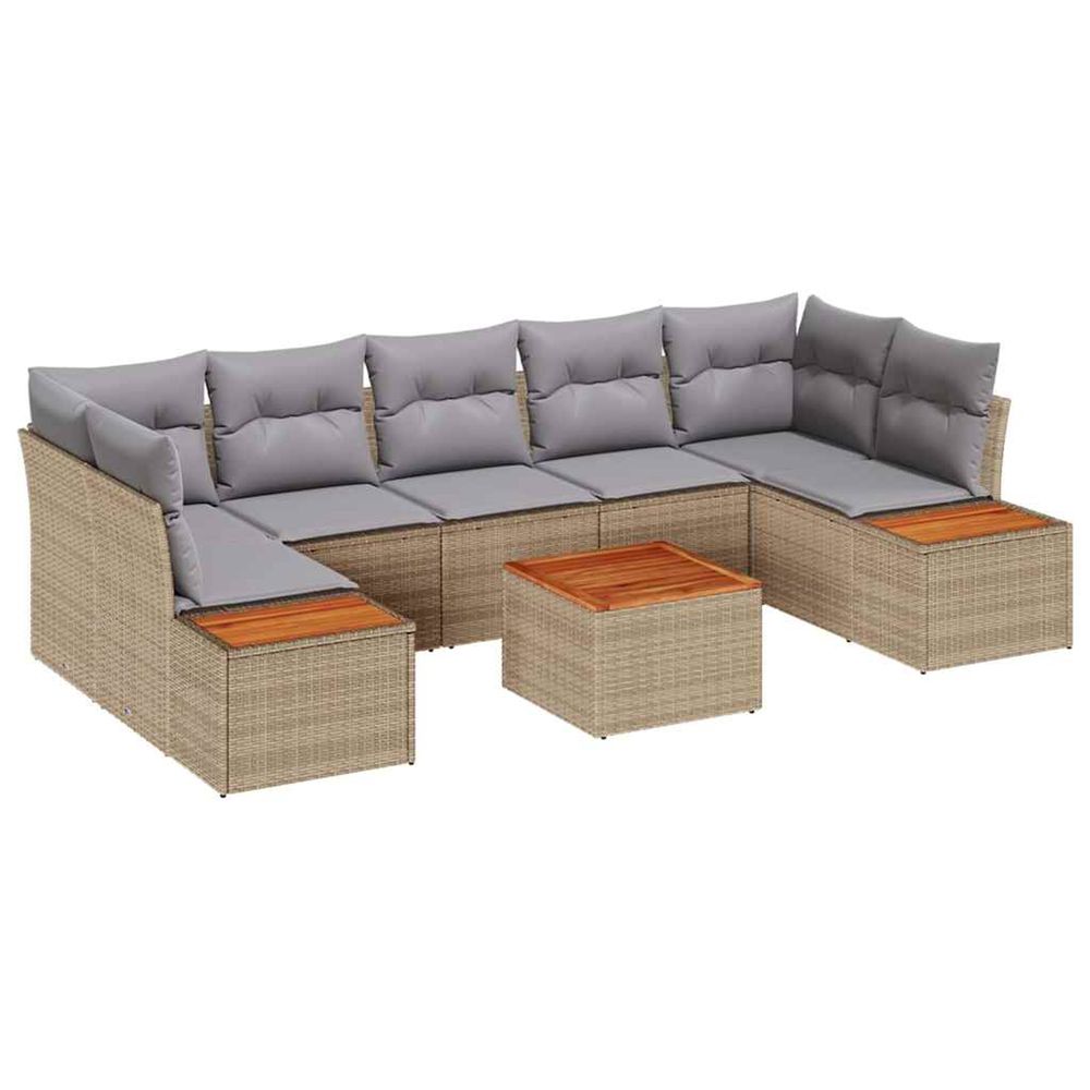 Ensemble de canapé de jardin 8 pc beige poly rotin