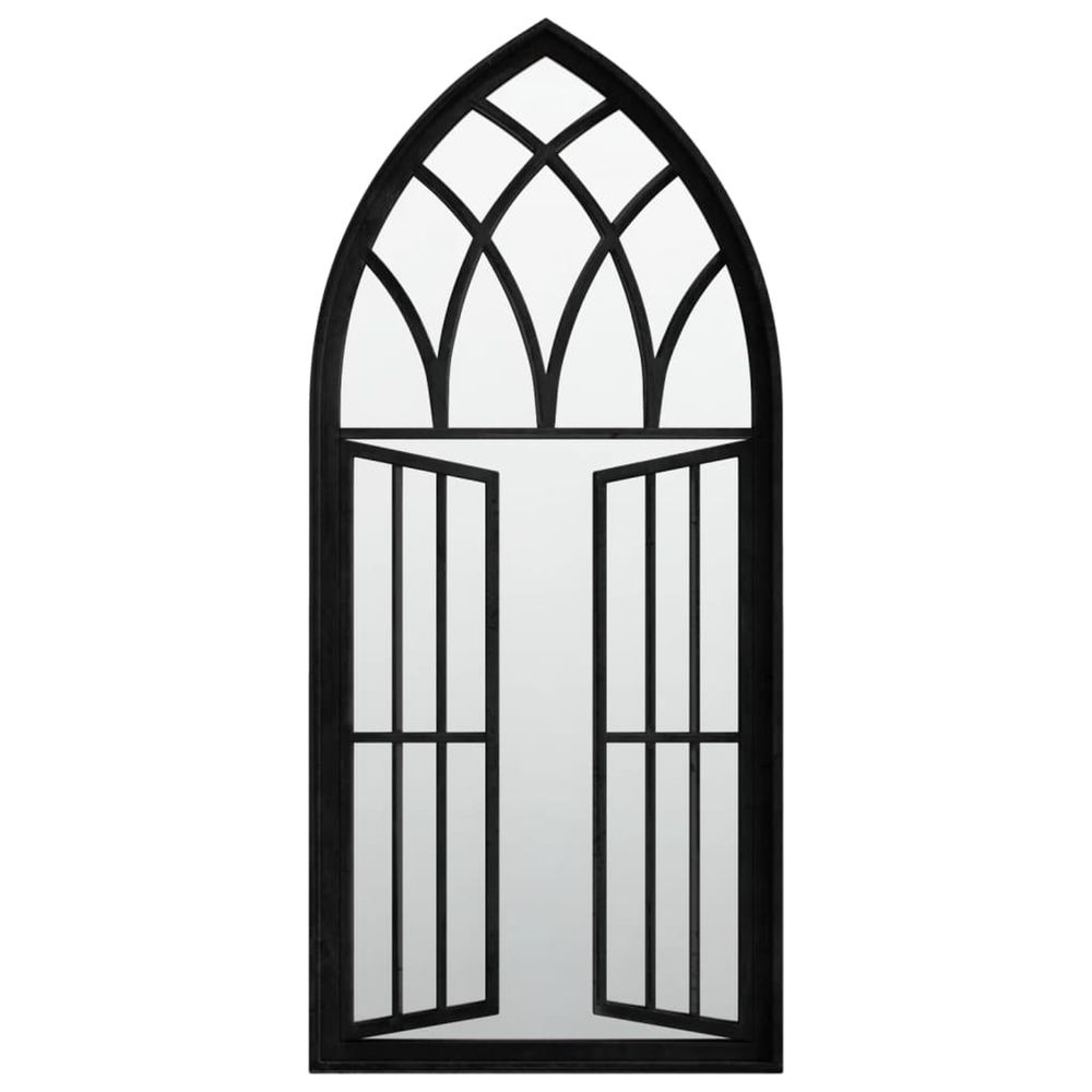 Miroir de jardin noir 100x45 cm fer pour utilisation extérieure