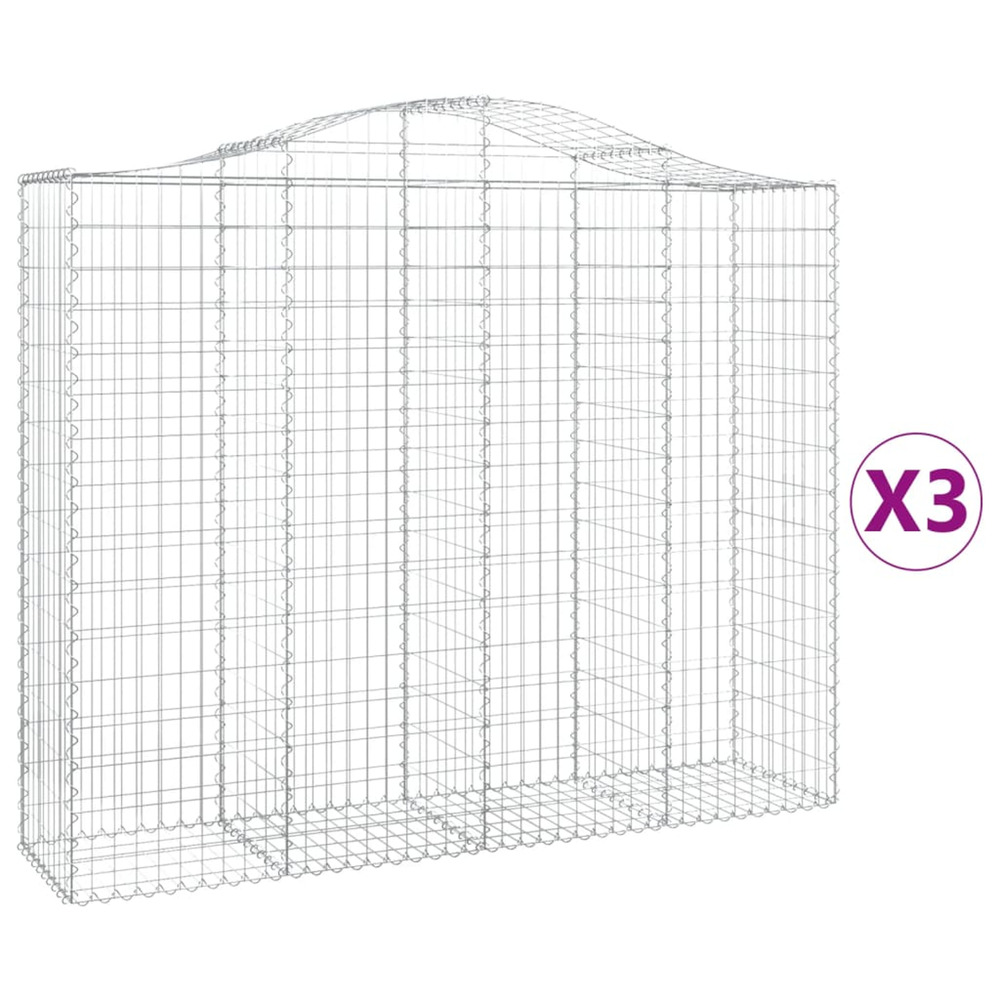 Paniers à gabions arqués 3 pcs 200x50x160/180 cm fer galvanisé