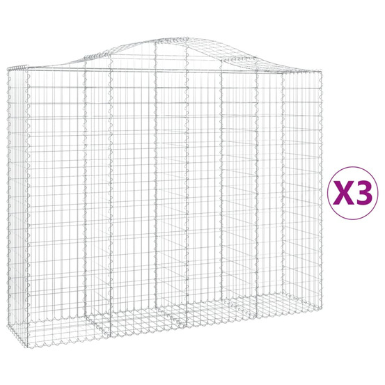 Paniers à gabions arqués 3 pcs 200x50x160/180 cm fer galvanisé