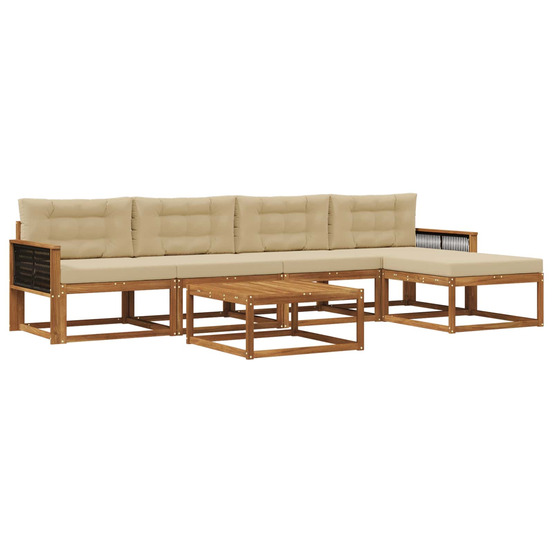 Ensemble de canapés d'extérieur 6 pcs naturel et beige