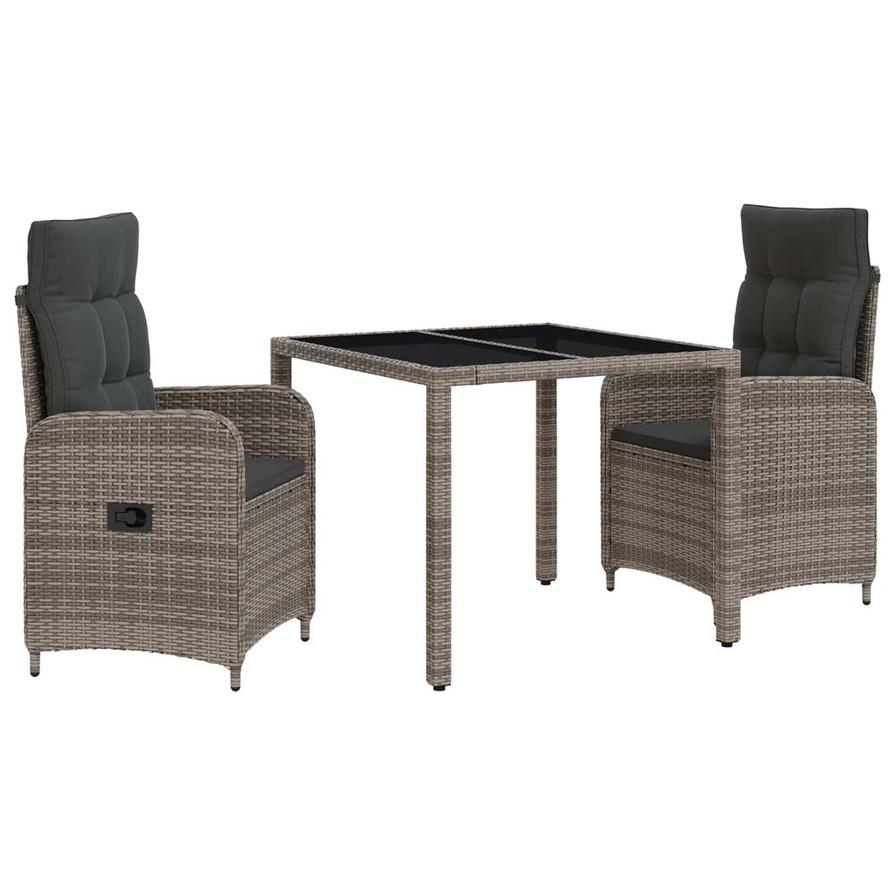 Ensemble de repas extérieur 3 pc gris clair et gris foncé