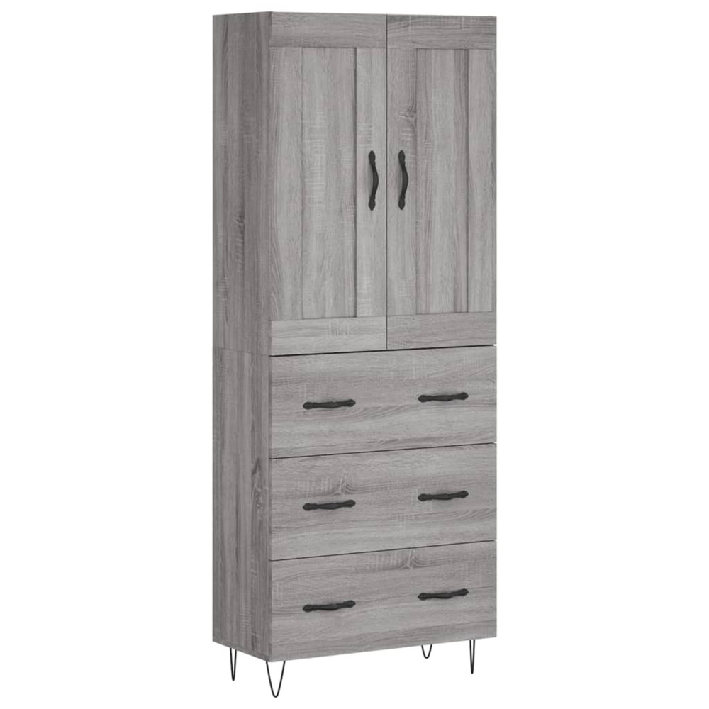 Buffet haut sonoma gris 69,5x34x180 cm bois d'ingénierie
