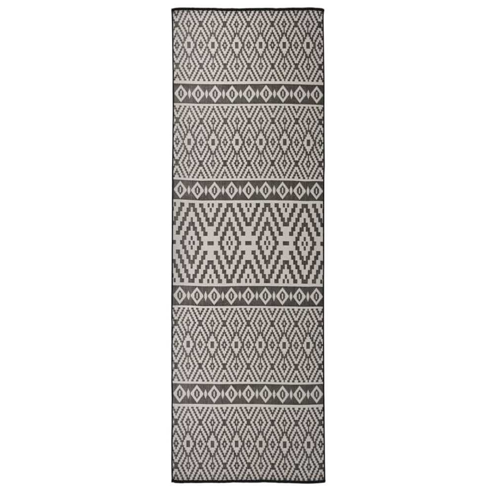 Tapis à tissage plat d'extérieur 80x250 cm rayures noires