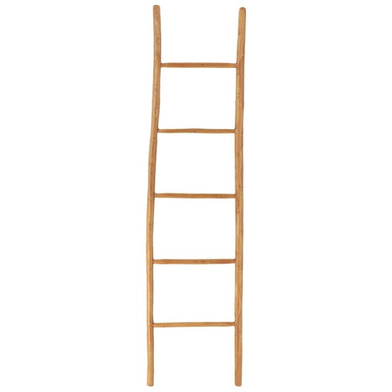 Echelle porte serviettes en teck 5 barreaux - naturel fonce