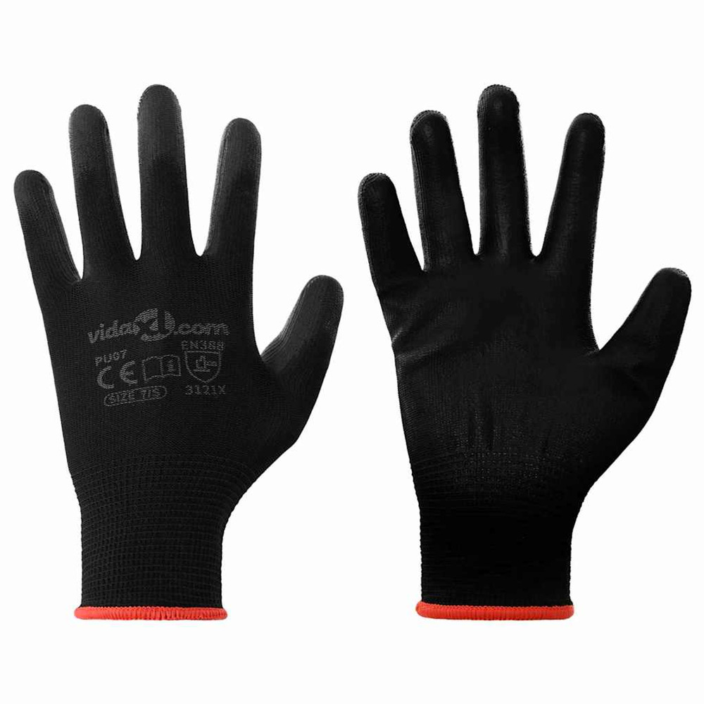 Gants de travail 12 pcs noir 7 / s polyester