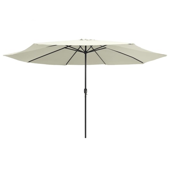 Parasol de jardin avec mât en métal 390 cm blanc sable