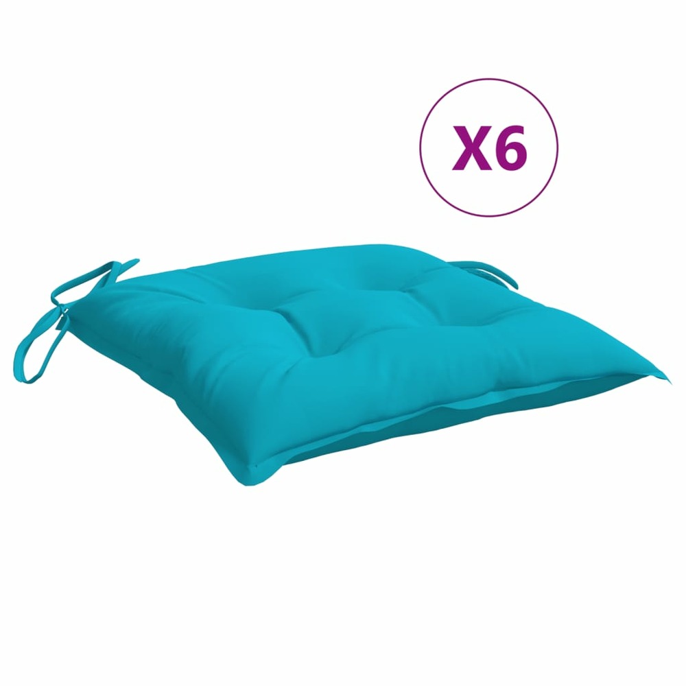 Coussins de chaise lot de 6 turquoise 40x40x7 cm tissu