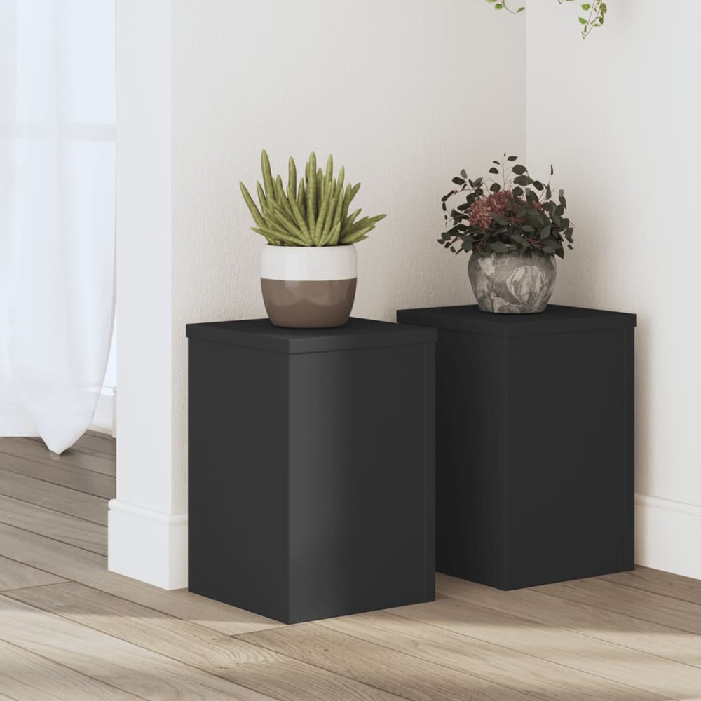Supports pour plantes 2 pcs noir 20x20x30 cm bois d'ingénierie