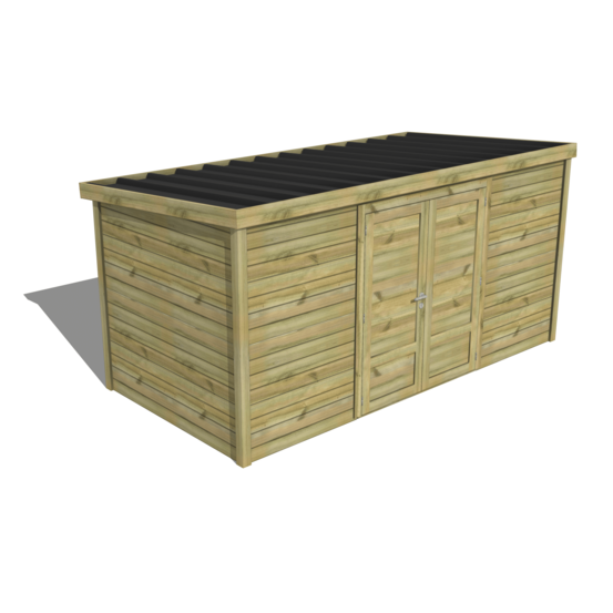 Abri de jardin bois pin traité autoclave 27mm - essentiel - 4,34x2,14m / 9m2 - bac acier - abri français