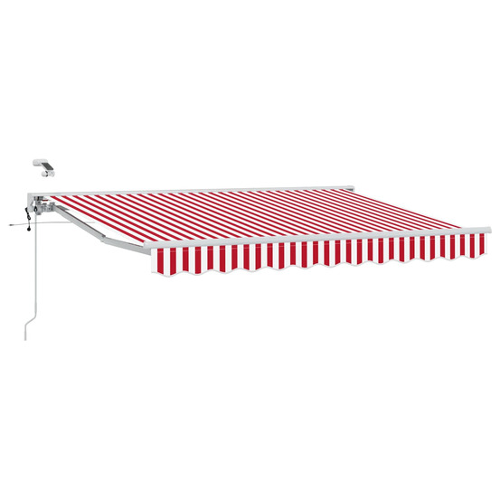 Auvent rétractable électrique rouge et blanc 2,5 x 2 m