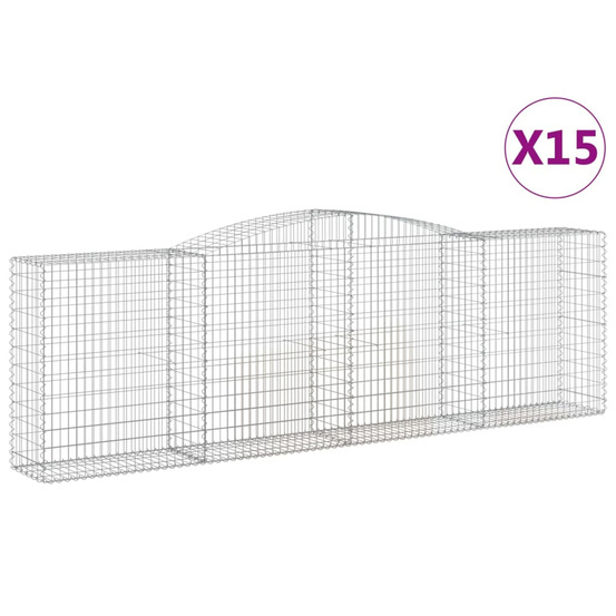 Paniers à gabions arqués 15 pcs 400x50x120/140 cm fer galvanisé