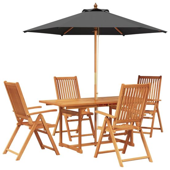 Ensemble de salle à manger d'extérieur avec parasol 6 pc