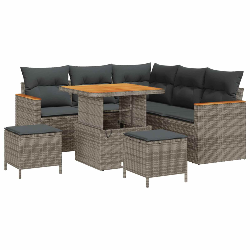 Ensemble de canapé de jardin 8 pcs gris polyrotin