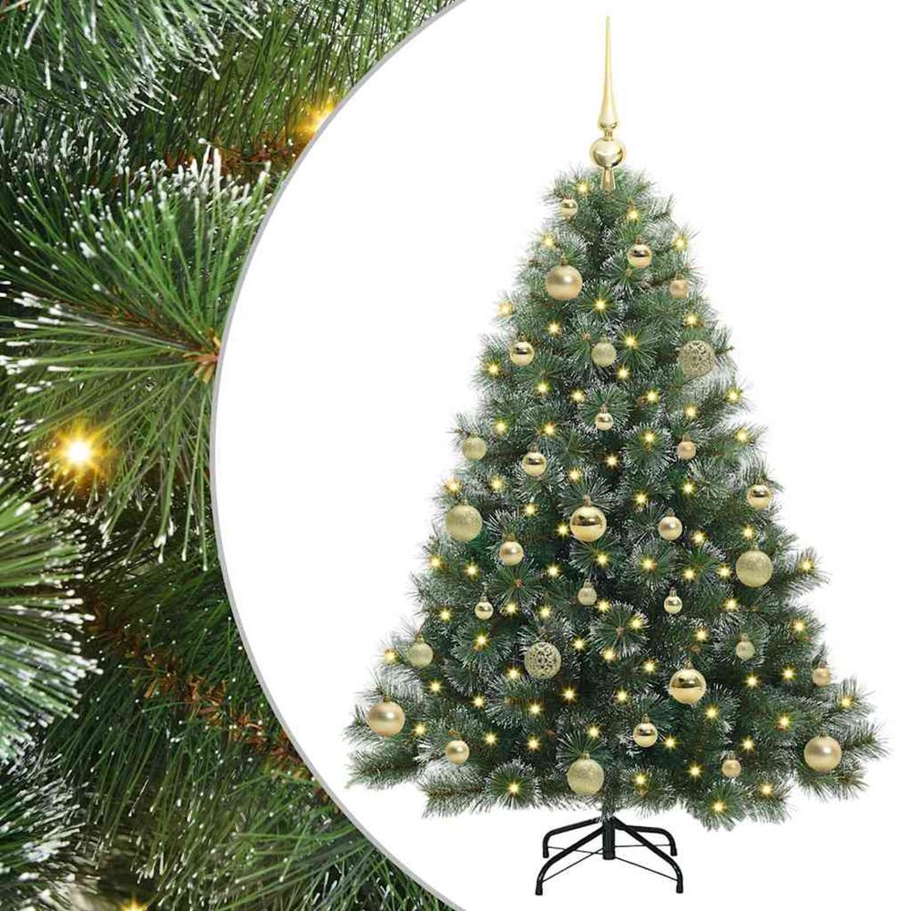 Sapin de noël artificiel avec 150 led vert 120 cm pe et pvc