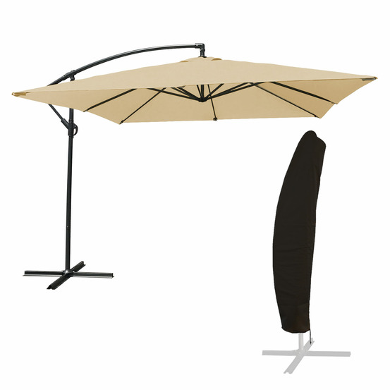 Parasol déporté molokai carré 2,7x2,7m beige + housse