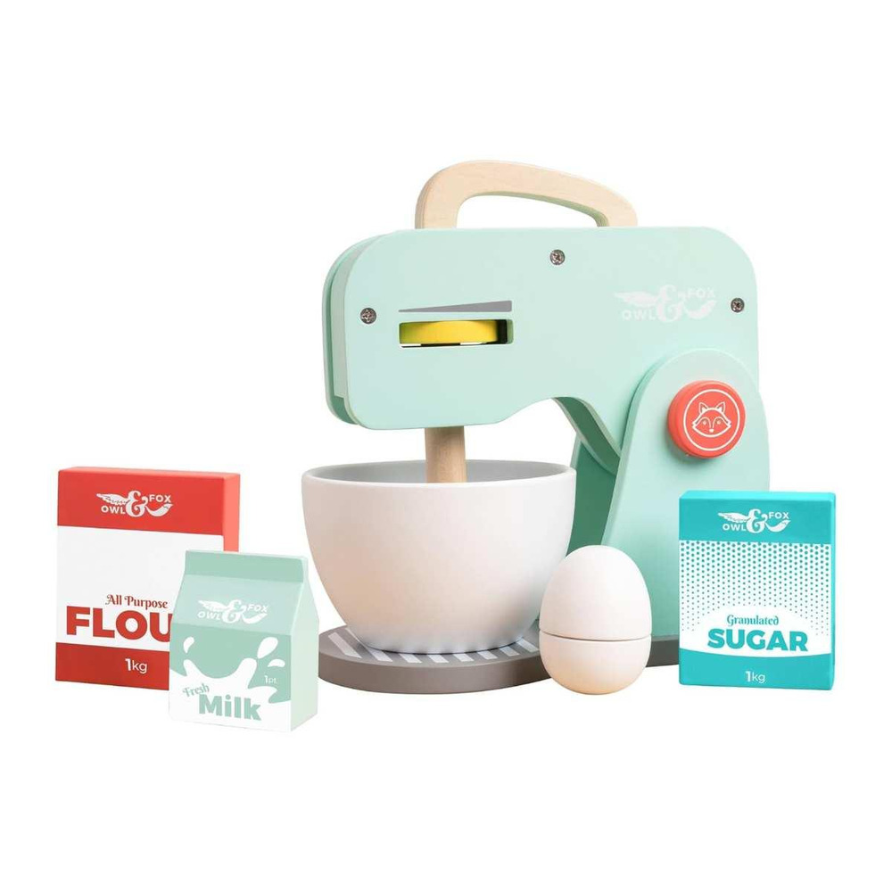 Robot mixeur en bois owl & fox - set de pâtisserie pastel