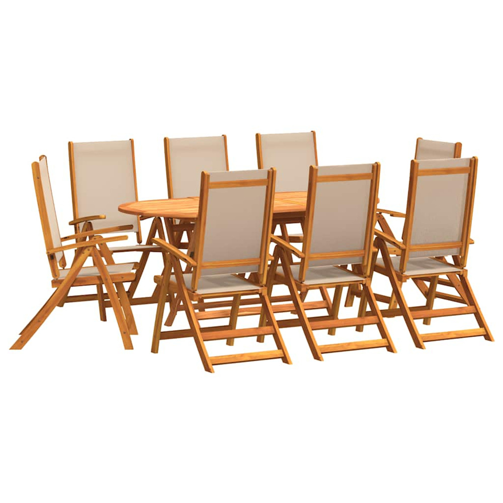 Ensemble à manger de jardin 9pcs bois d'acacia solide textilène