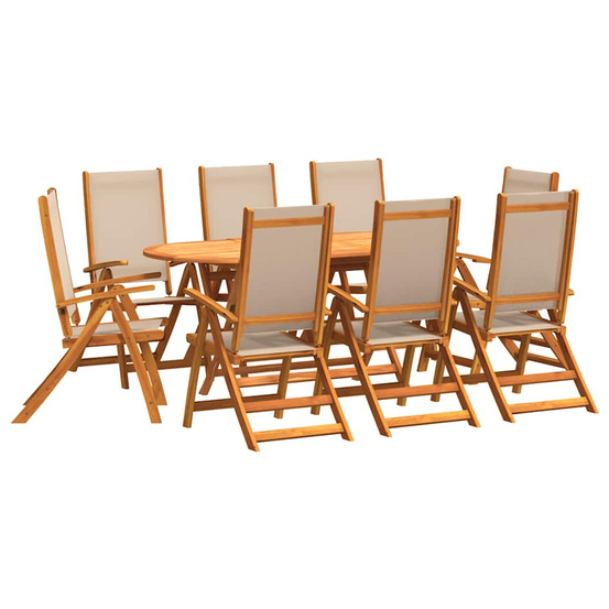 Ensemble à manger de jardin 9pcs bois d'acacia solide textilène