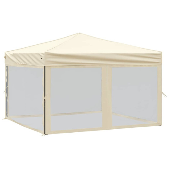 Tente de réception pliable avec parois crème 3x3 m