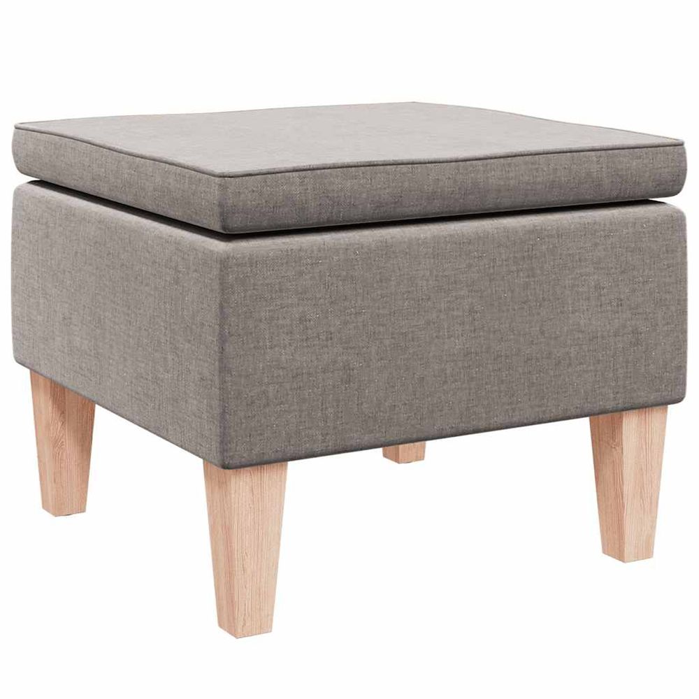 Tabouret avec pieds en bois taupe tissu