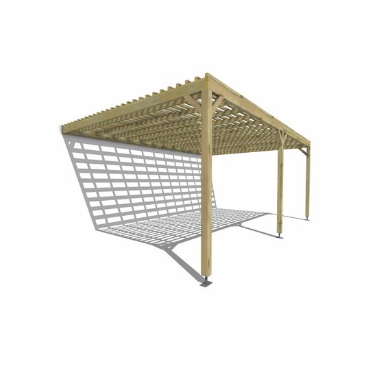 Pergola bois • 6m x 4m • adossée • sens profondeur • lattage bois • livraison comprise