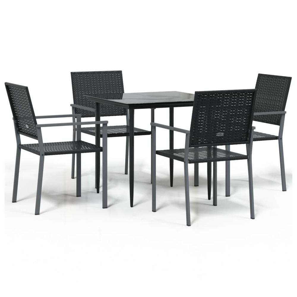 Ensemble à manger de jardin 5 pcs résine tressée acier