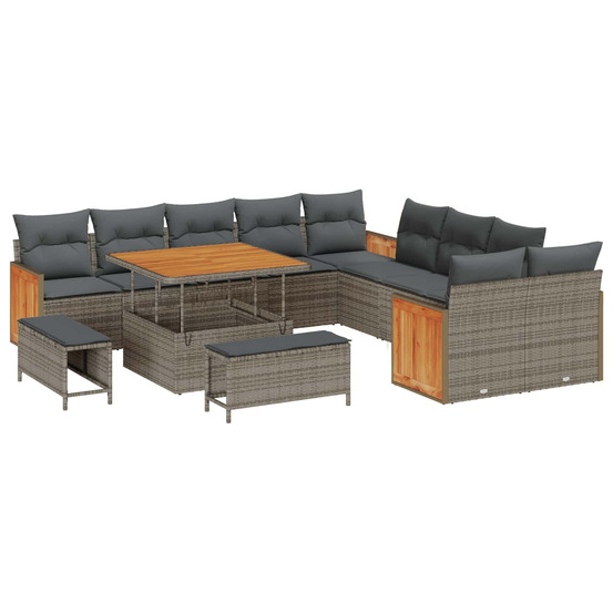 Ensemble de canapé de jardin avec coussin 13 pcs gris