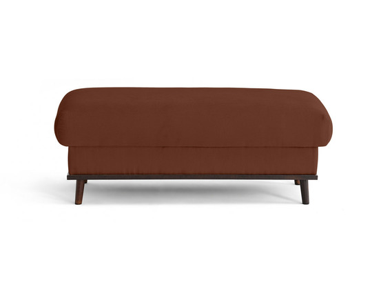 Albane - pouf en velours côtelé pieds bois foncé