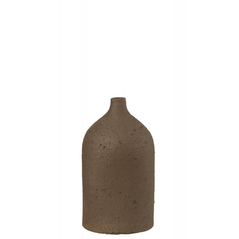 Vase col bouteille en céramique marron 16x16x28 cm