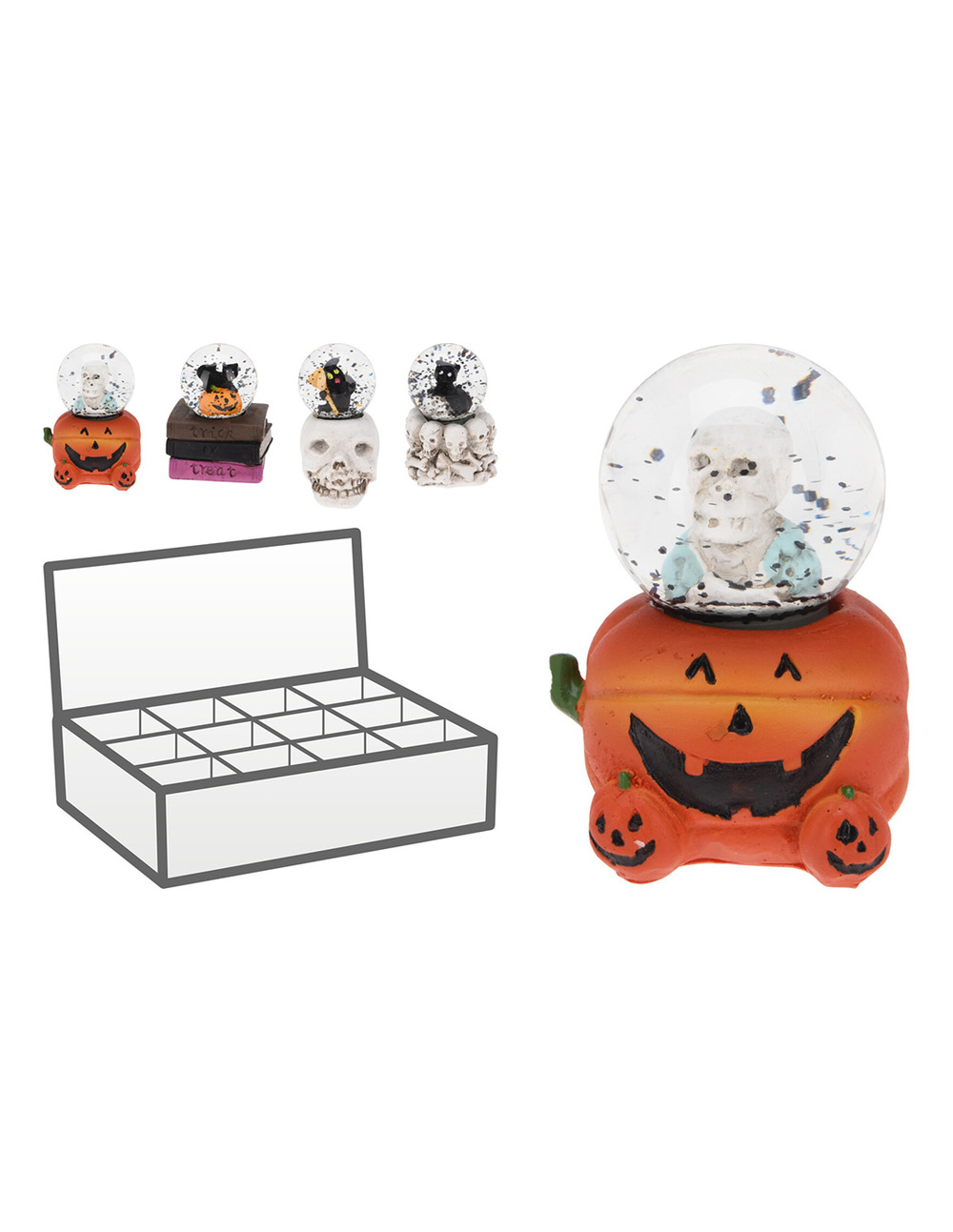 Boule de neige et d'eau halloween, ø45mm, 4 modèles. Basics