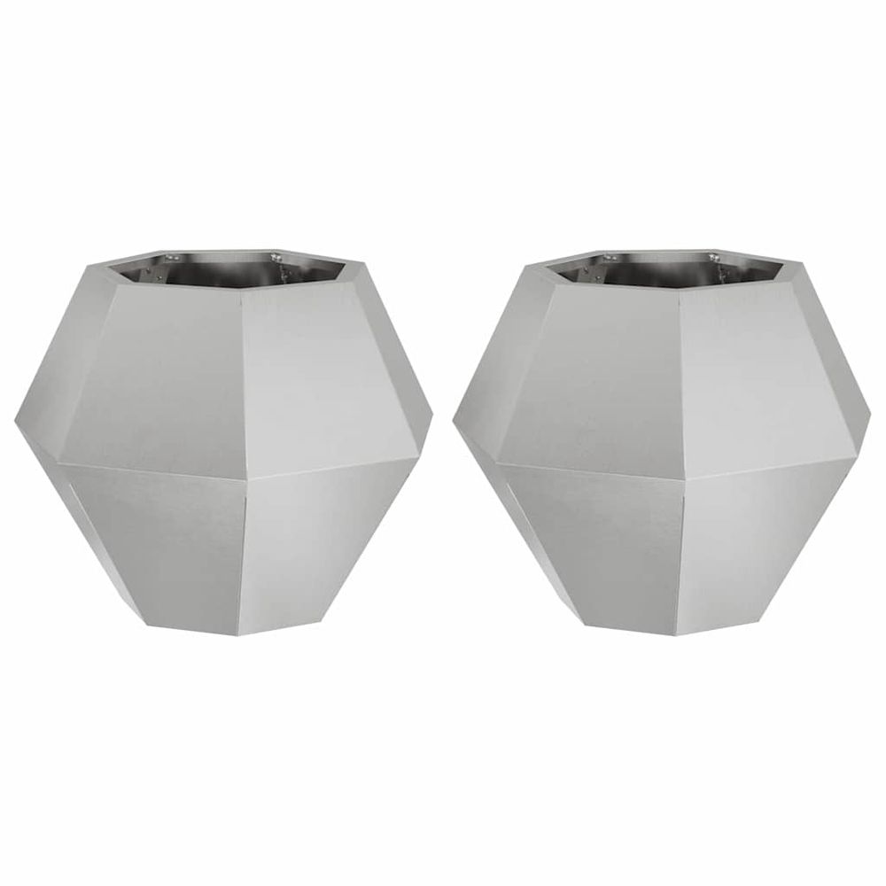 Jardinière 2 pc argenté 50 x 50 x 40 cm acier inoxydable
