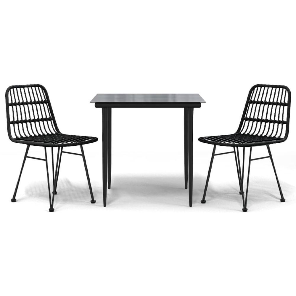 Ensemble à manger de jardin 3 pcs noir résine tressée