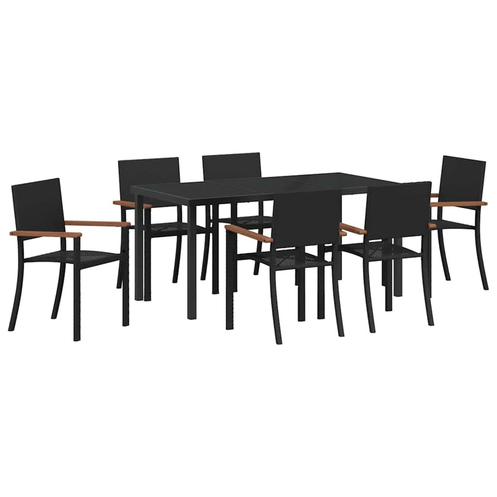 Ensemble de salle à manger pour jardin 7 pcs noir