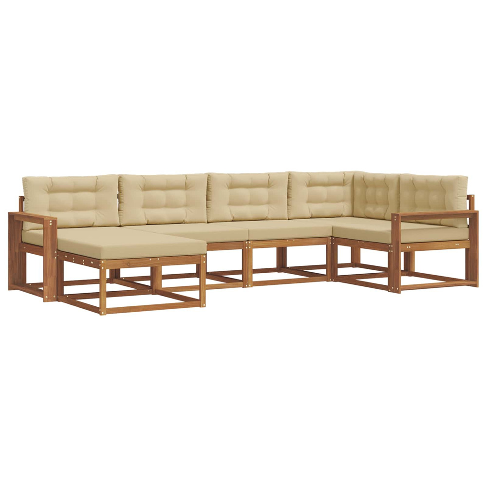 Ensemble de canapés d'extérieur 6 pcs naturel et beige