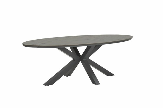 Table edison - ovale - 280x140 cm - noir carbone - teck gris vironwood