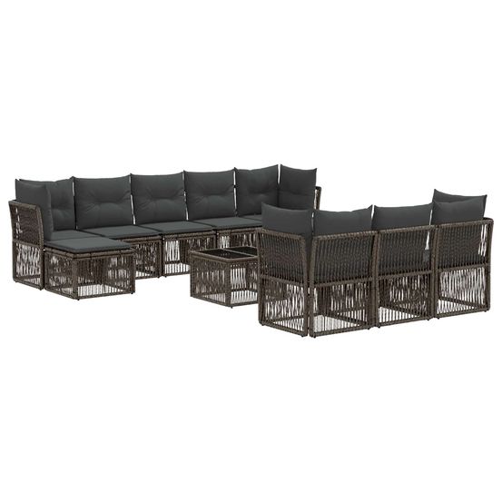 Ensemble de canapé de jardin 11 pc gris polyrotin
