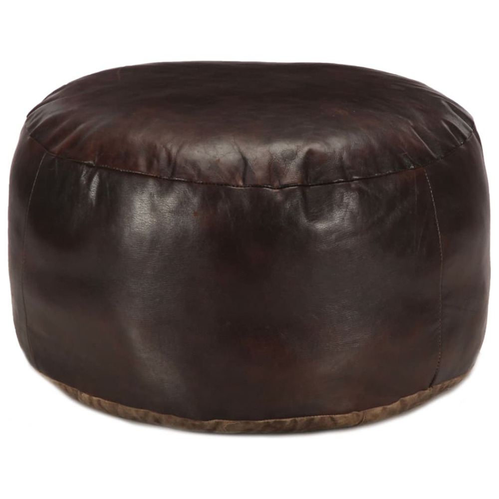 Pouf 60 x 30 cm marron foncé cuir véritable de chèvre