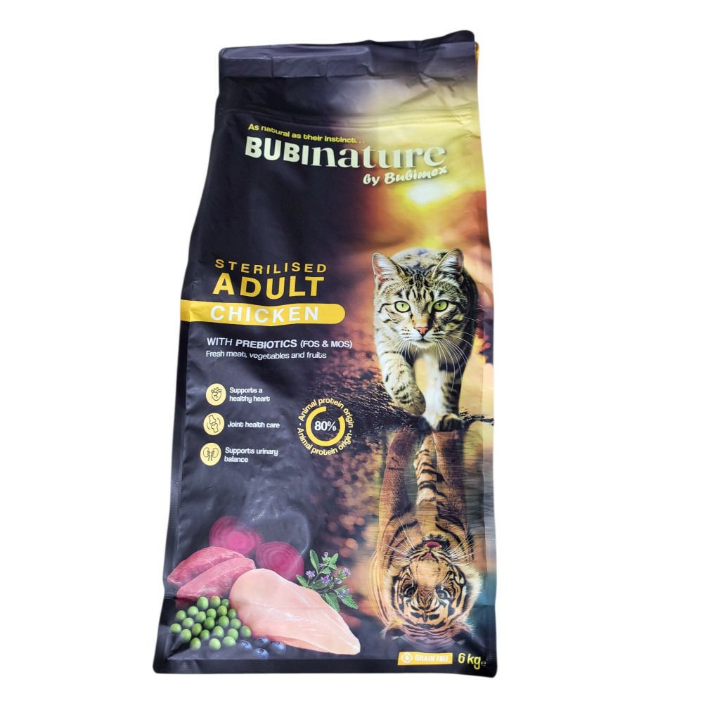 Croquettes chat stérilisé sans céréales au poulet bubi nature - 6 kg