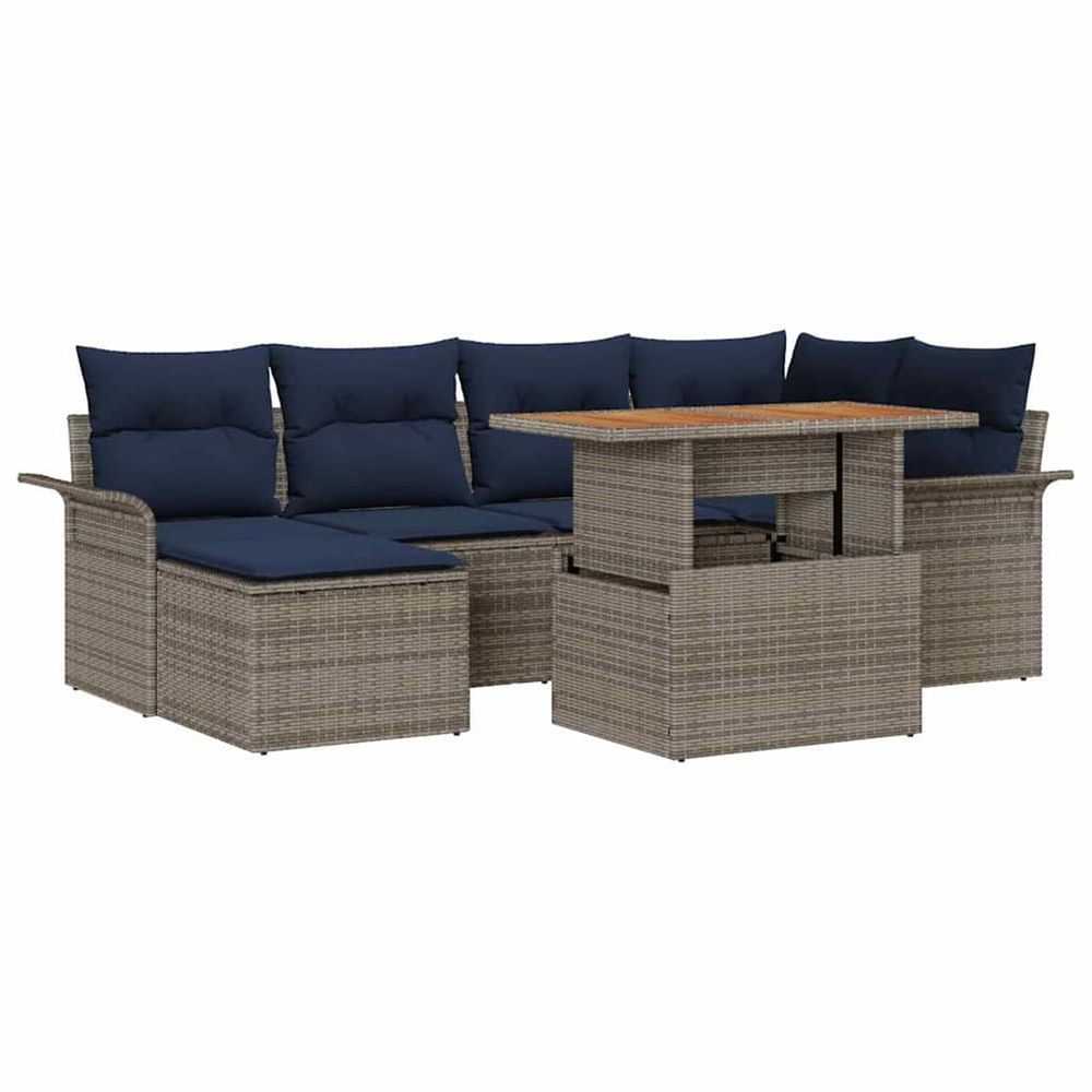 Ensemble de canapé de jardin 7 pc gris poly rotin