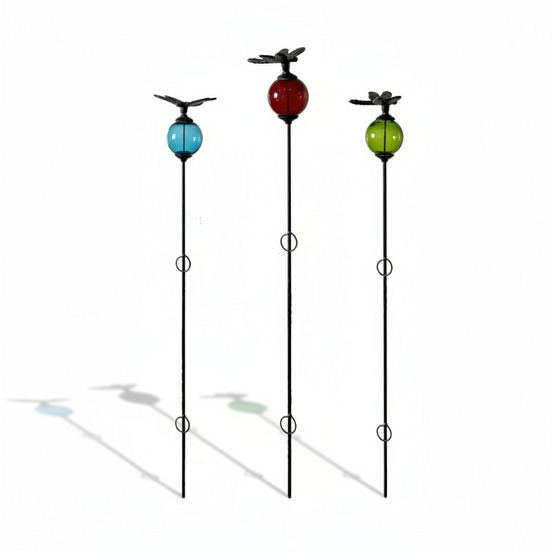Ensemble 3 tuteurs boule fonte libellule 8x135cm