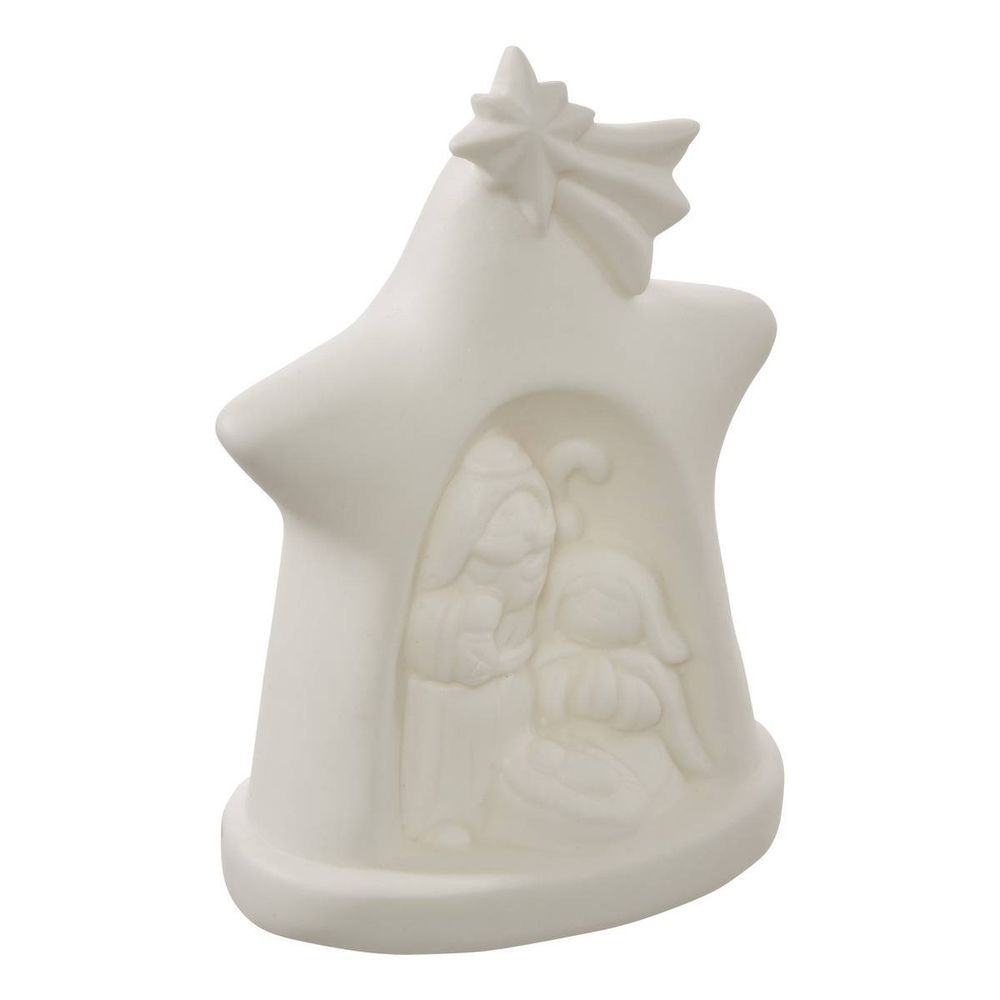 Crèche de noël en céramique lumineuse avec étoile h. 13 cm